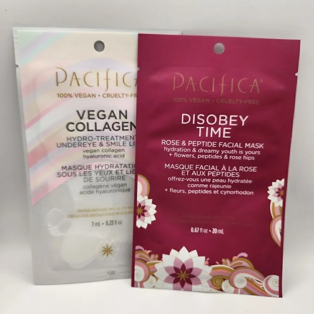 Pacifica Sheet Face Mask Vegan Collagen Spot Masks & Disobey Time Full Face Mask